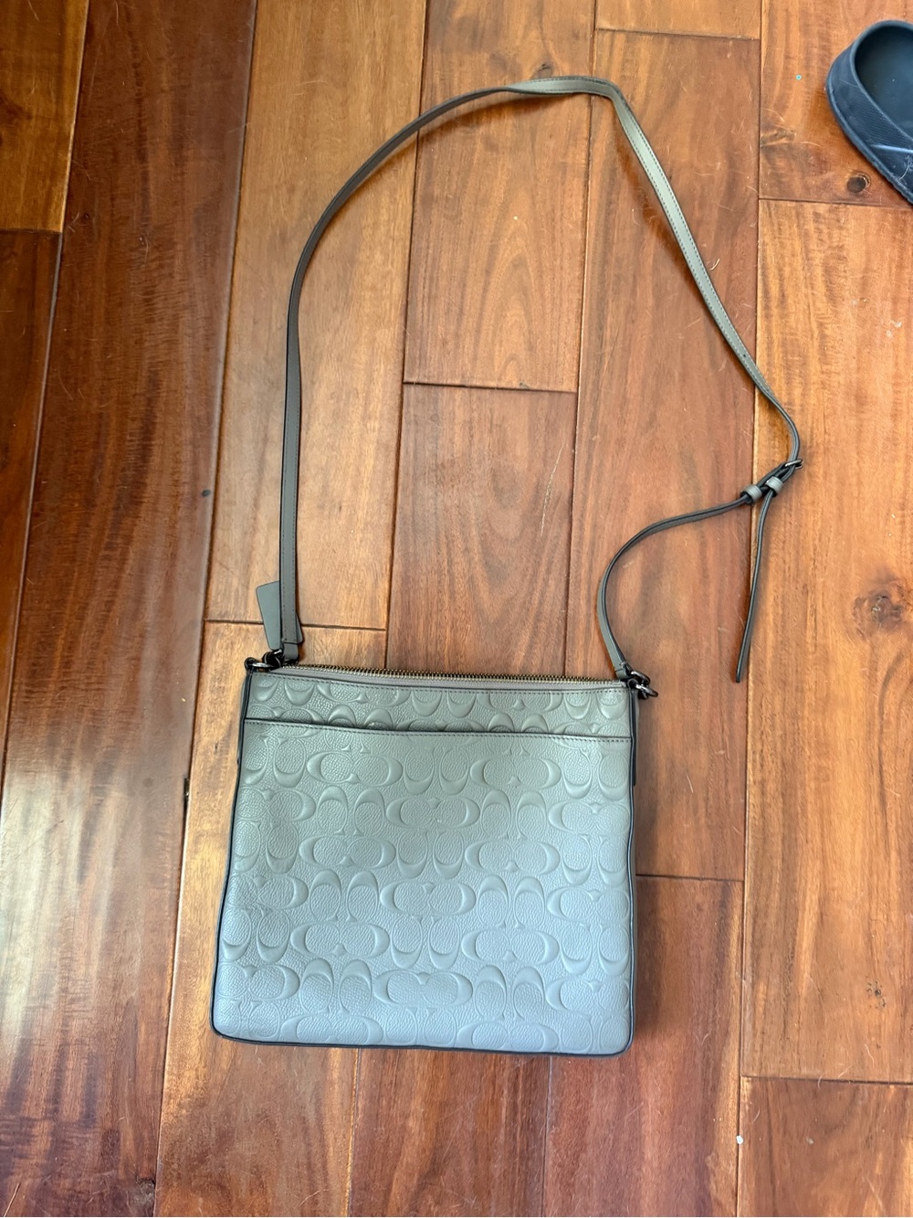 Coach Gray Embossed Leather Crossbody Bag